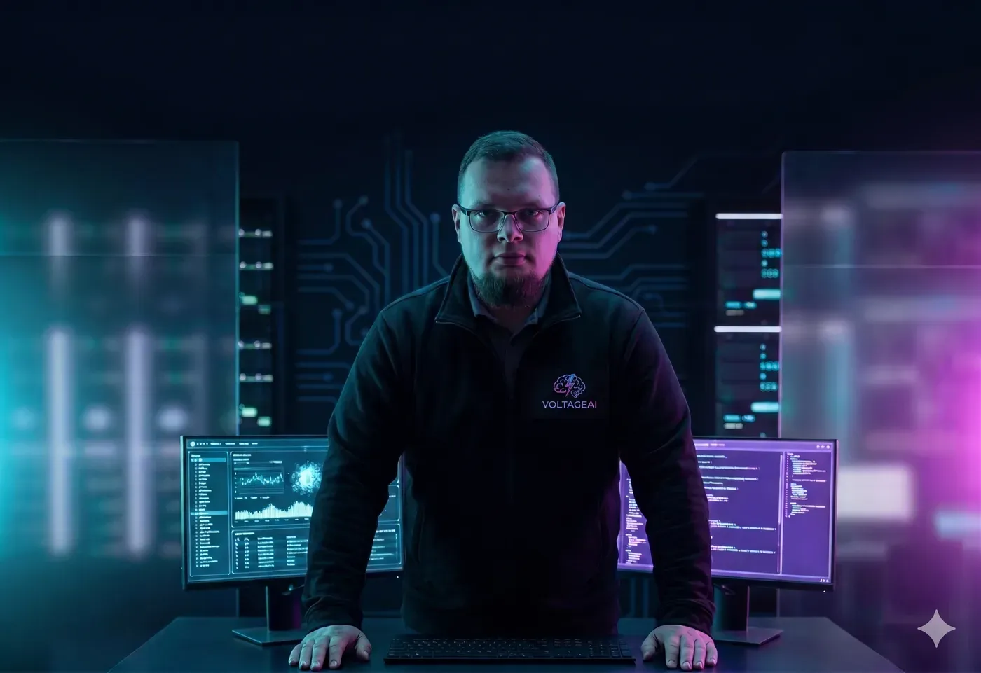 Person in einer Serverumgebung